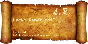 Lacko Renátó névjegykártya